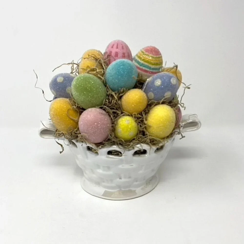 Target Frosted Easter Egg Bouquet Iridescent Planter Vase Basket Decor
